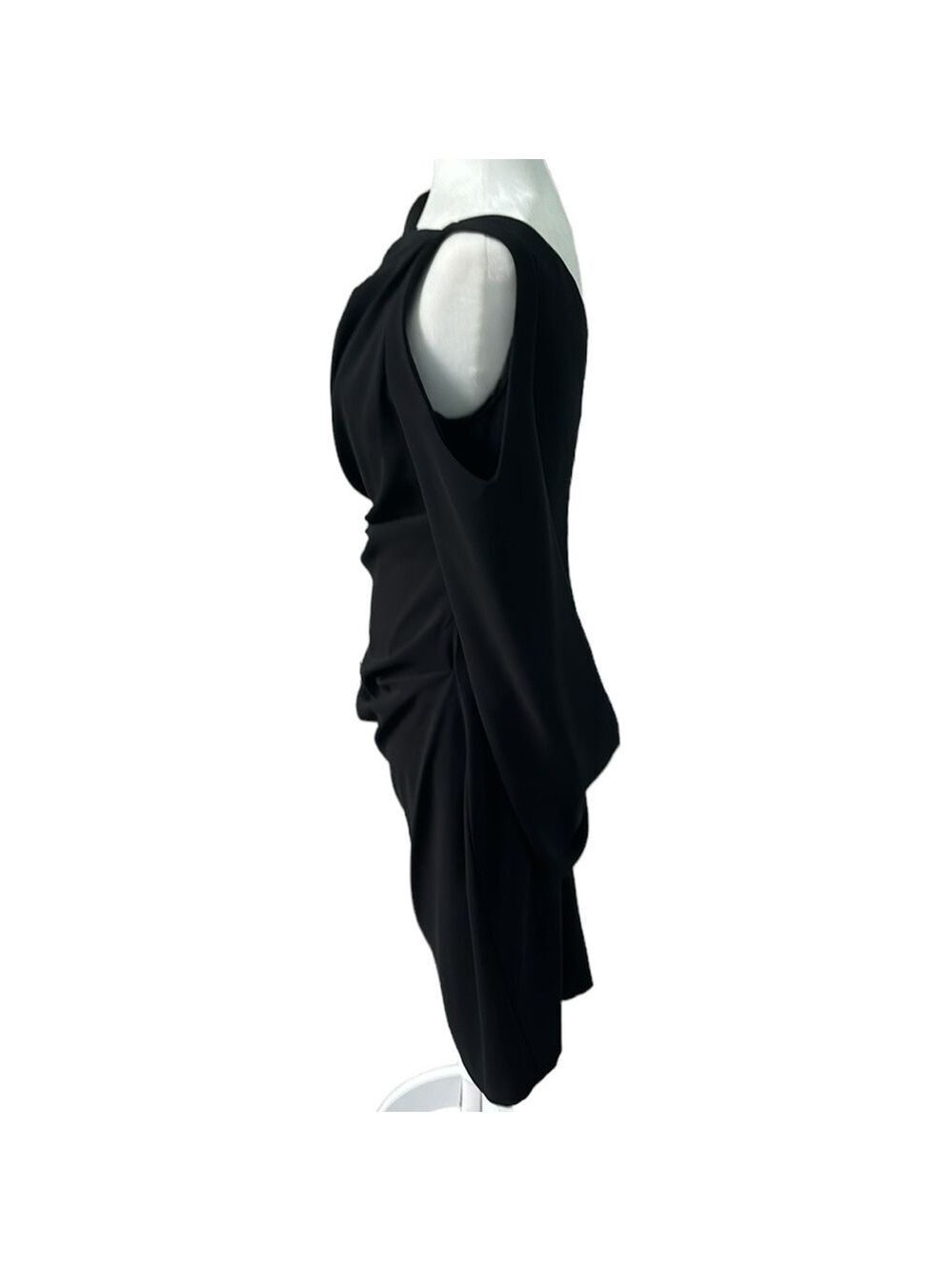Talbot Runhof Black Cape Ruched Sheath Dress Size 8 - Picture 3 of 16